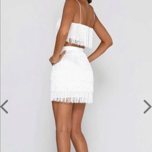 NWT Meshki Sophia fringe mini skirt and top size XL